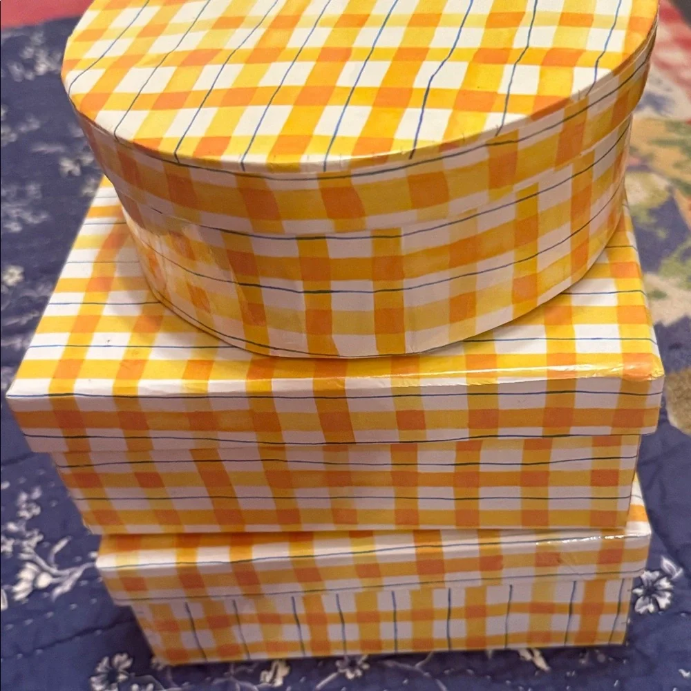 Boxes Yellow Gingham Storage Box Set